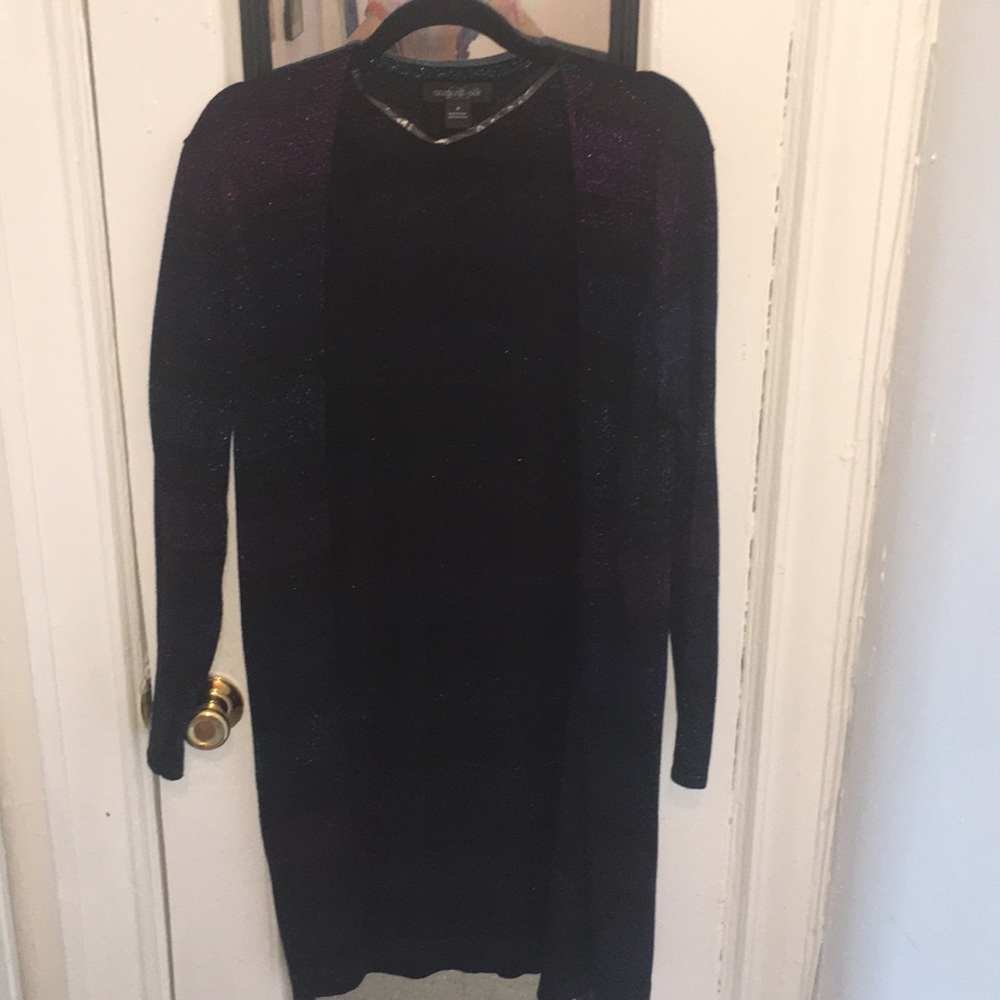 Dark multi colored (pink, blue and black) cardigan
